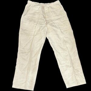 Vintage Weekendz Off-White Drawstring Linen Pants – Size Large